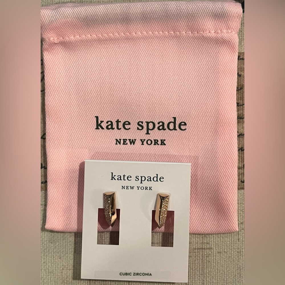 Kate Spade Rose Gold Huggie Earrings Raise the Bar new with dust bag